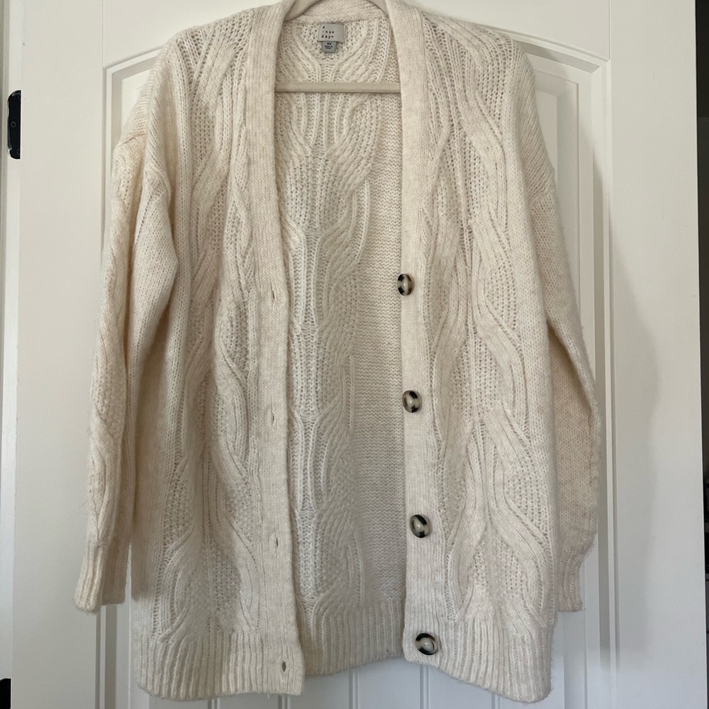 a new day Cream Cable Knit Cardigan